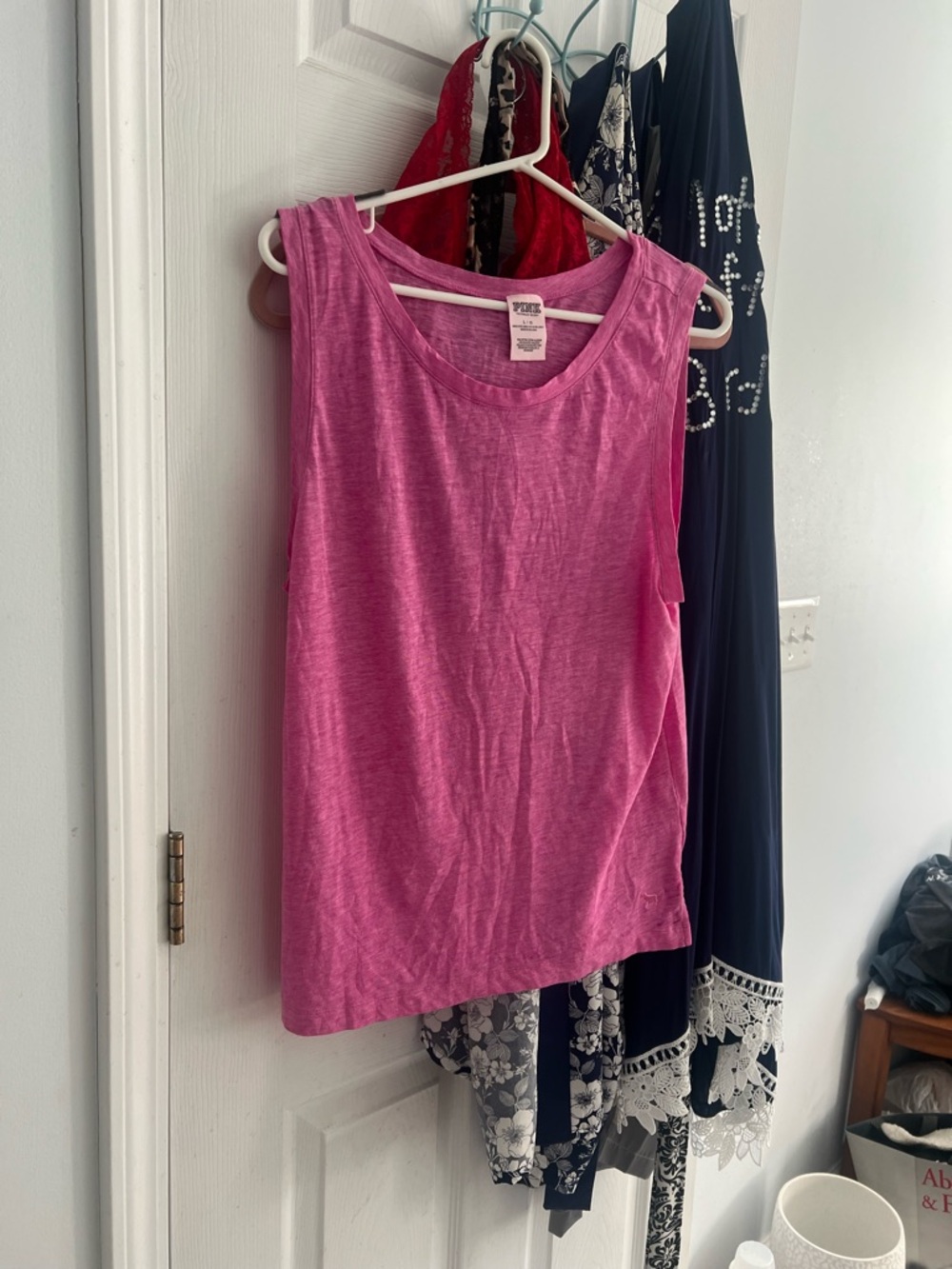 Victorias secret pink…Bright Pink Sleeveless Tank Top L nwot